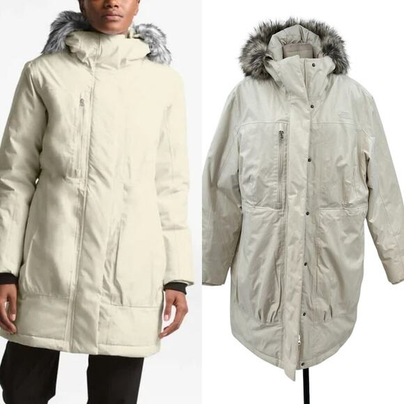 The‎ North Face Women's Downtown Parka Jacket Vintage White Size XXL *Flaws - Picture 1 of 16